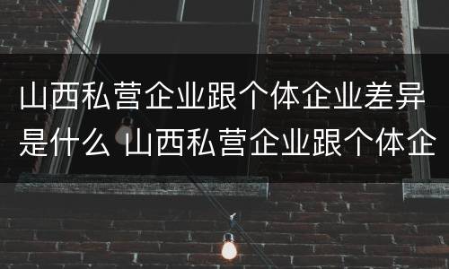 山西私营企业跟个体企业差异是什么 山西私营企业跟个体企业差异是什么性质