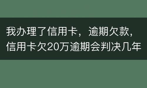 我办理了信用卡，逾期欠款，信用卡欠20万逾期会判决几年