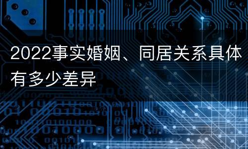 2022事实婚姻、同居关系具体有多少差异
