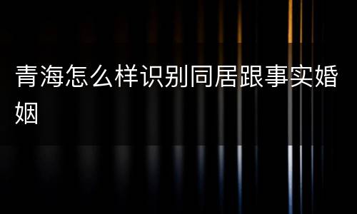青海怎么样识别同居跟事实婚姻