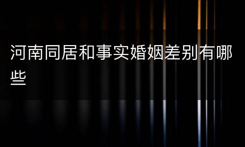 河南同居和事实婚姻差别有哪些