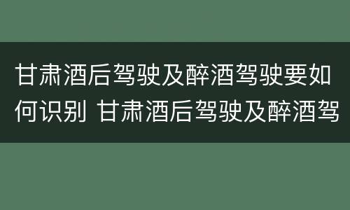 甘肃酒后驾驶及醉酒驾驶要如何识别 甘肃酒后驾驶及醉酒驾驶要如何识别车辆
