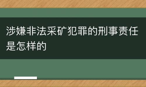 涉嫌非法采矿犯罪的刑事责任是怎样的