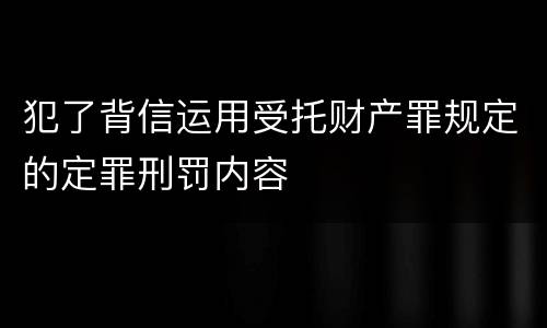 犯了背信运用受托财产罪规定的定罪刑罚内容