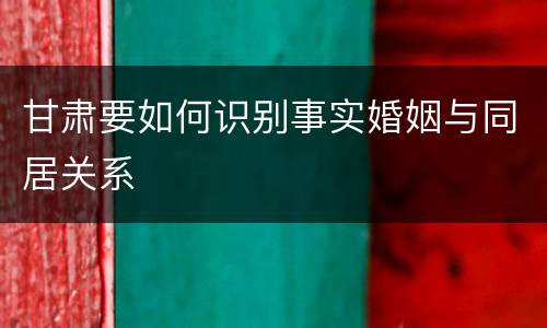 甘肃要如何识别事实婚姻与同居关系