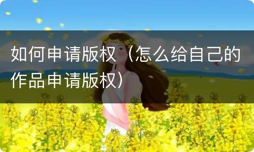 如何申请版权（怎么给自己的作品申请版权）
