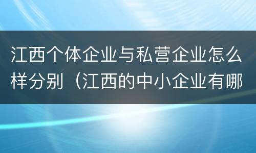 江西个体企业与私营企业怎么样分别（江西的中小企业有哪些）