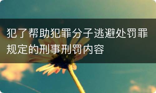 犯了帮助犯罪分子逃避处罚罪规定的刑事刑罚内容