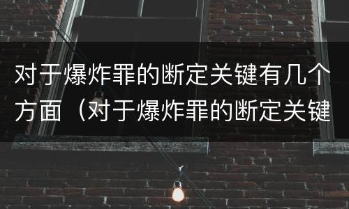 对于爆炸罪的断定关键有几个方面（对于爆炸罪的断定关键有几个方面）