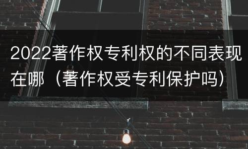 2022著作权专利权的不同表现在哪（著作权受专利保护吗）