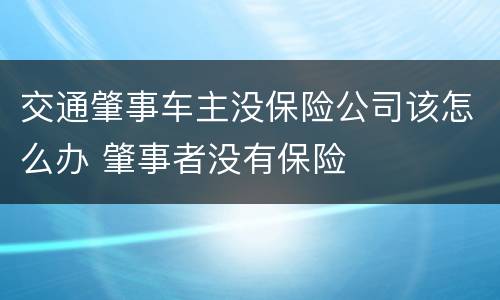 交通肇事车主没保险公司该怎么办 肇事者没有保险
