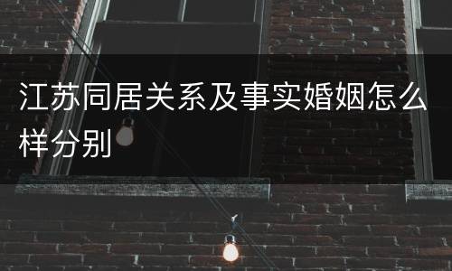 江苏同居关系及事实婚姻怎么样分别