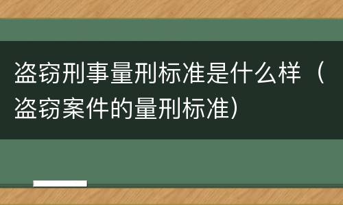 盗窃刑事量刑标准是什么样（盗窃案件的量刑标准）