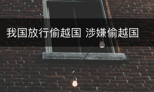 我国放行偷越国 涉嫌偷越国