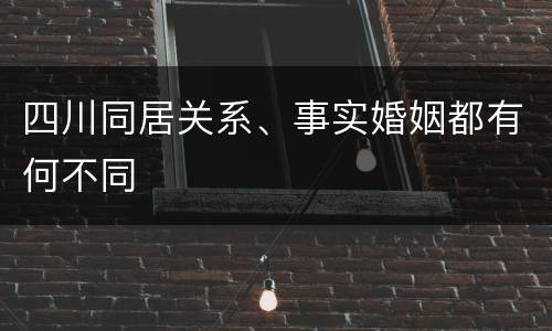 四川同居关系、事实婚姻都有何不同