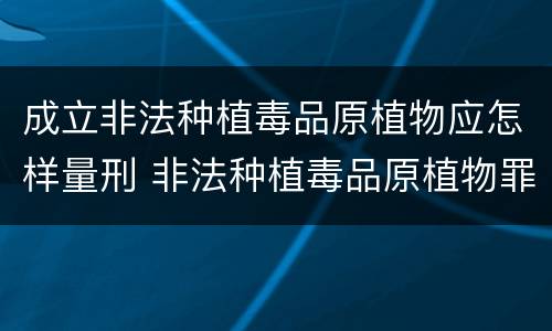 成立非法种植毒品原植物应怎样量刑 非法种植毒品原植物罪情节严重的三种情形