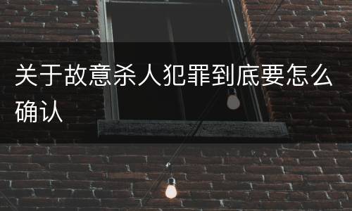 关于故意杀人犯罪到底要怎么确认