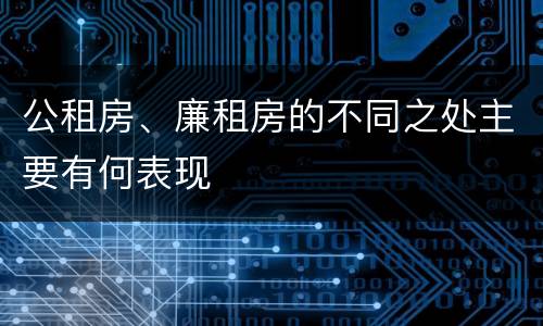公租房、廉租房的不同之处主要有何表现