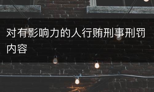 对有影响力的人行贿刑事刑罚内容