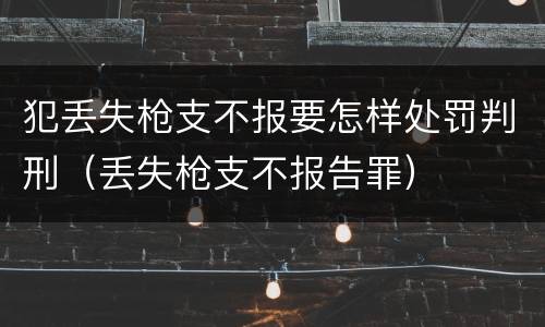 犯丢失枪支不报要怎样处罚判刑（丢失枪支不报告罪）