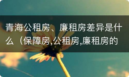 青海公租房、廉租房差异是什么（保障房,公租房,廉租房的区别）