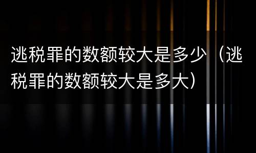 逃税罪的数额较大是多少（逃税罪的数额较大是多大）