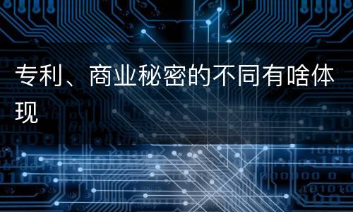 专利、商业秘密的不同有啥体现