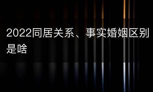 2022同居关系、事实婚姻区别是啥