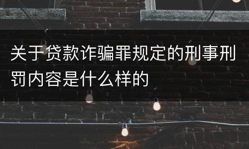 关于贷款诈骗罪规定的刑事刑罚内容是什么样的