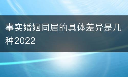 事实婚姻同居的具体差异是几种2022
