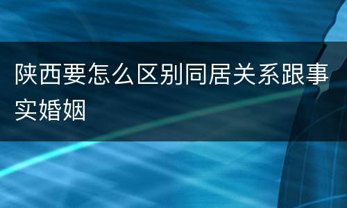 陕西要怎么区别同居关系跟事实婚姻