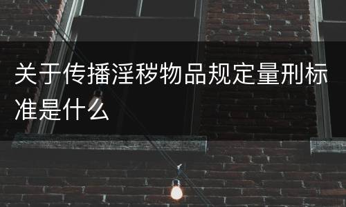 关于传播淫秽物品规定量刑标准是什么
