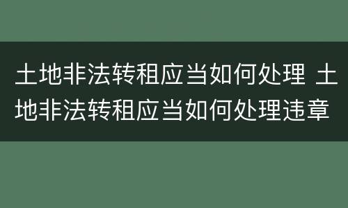 土地非法转租应当如何处理 土地非法转租应当如何处理违章