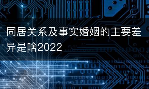 同居关系及事实婚姻的主要差异是啥2022