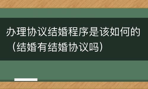 办理协议结婚程序是该如何的（结婚有结婚协议吗）