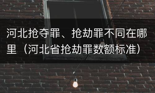 河北抢夺罪、抢劫罪不同在哪里（河北省抢劫罪数额标准）