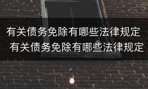 有关债务免除有哪些法律规定 有关债务免除有哪些法律规定