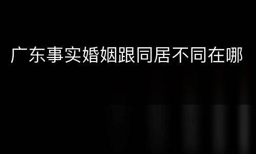 广东事实婚姻跟同居不同在哪
