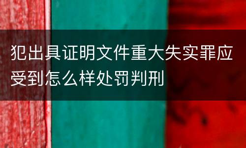 犯出具证明文件重大失实罪应受到怎么样处罚判刑