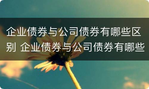 企业债券与公司债券有哪些区别 企业债券与公司债券有哪些区别呢