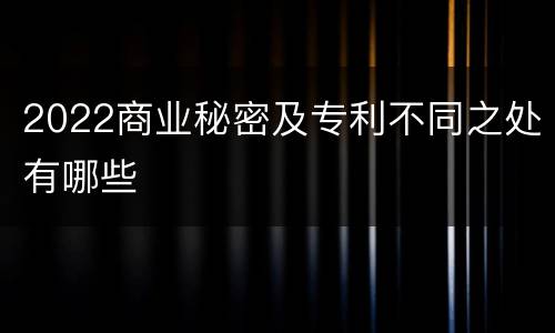 2022商业秘密及专利不同之处有哪些