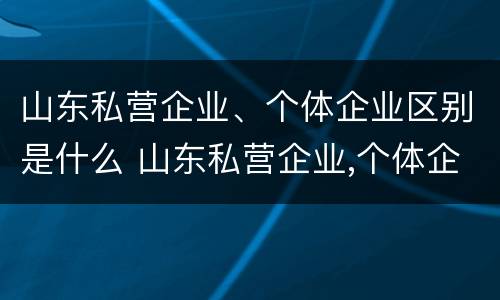 山东私营企业、个体企业区别是什么 山东私营企业,个体企业区别是什么呢