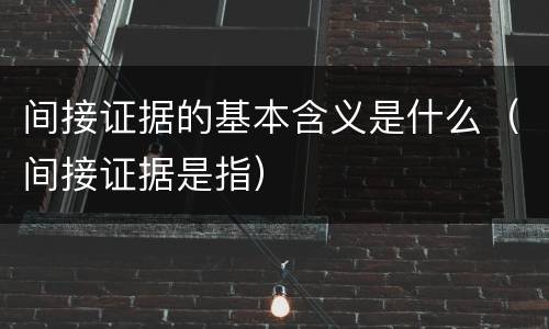 间接证据的基本含义是什么（间接证据是指）