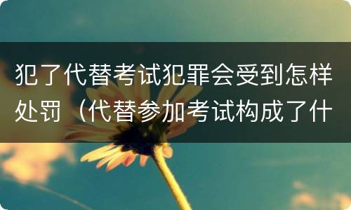 犯了代替考试犯罪会受到怎样处罚（代替参加考试构成了什么犯罪）