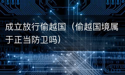 成立放行偷越国（偷越国境属于正当防卫吗）