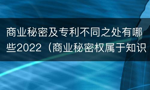 商业秘密及专利不同之处有哪些2022（商业秘密权属于知识产权保护范围吗）