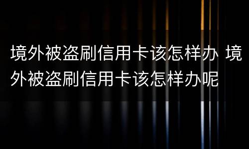 境外被盗刷信用卡该怎样办 境外被盗刷信用卡该怎样办呢