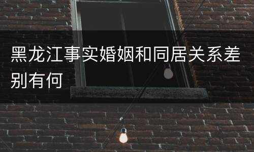 黑龙江事实婚姻和同居关系差别有何