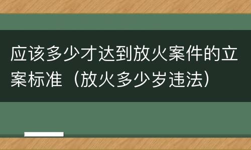 应该多少才达到放火案件的立案标准（放火多少岁违法）