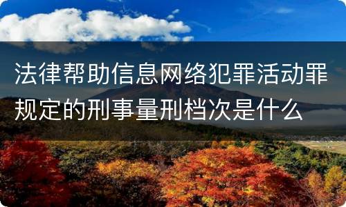 法律帮助信息网络犯罪活动罪规定的刑事量刑档次是什么